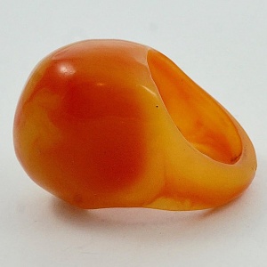 Early Plastic Marbled Yellow and Burnt Orange Dome Ring